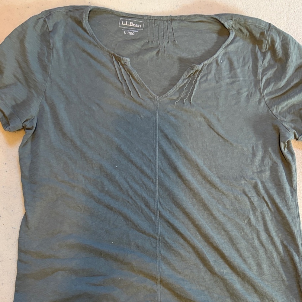 L.L. Bean Women’s Short Sleeve V-Neck Tee in Olive